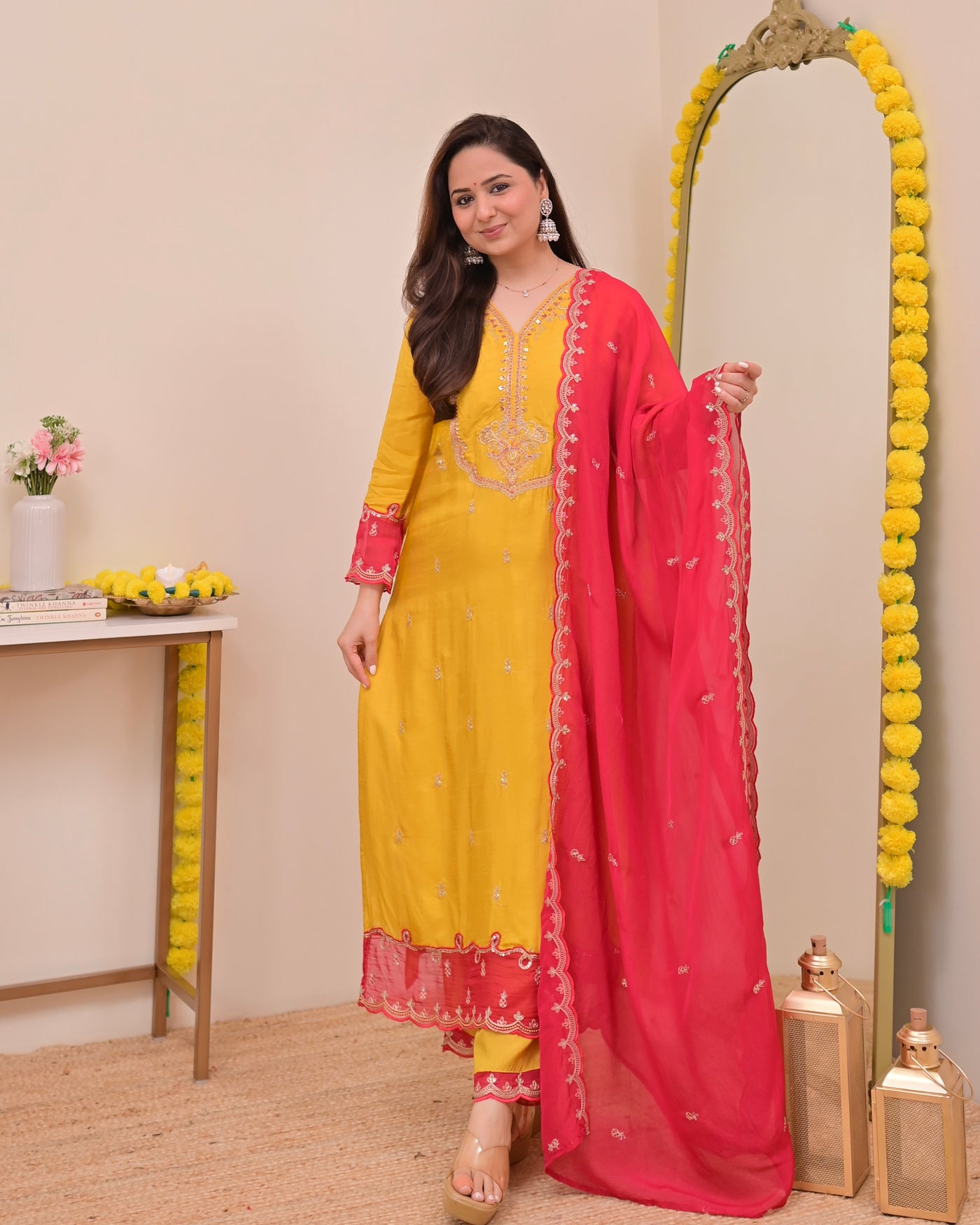 Marigold Muse Chanderi Silk Handwork Festive Suit