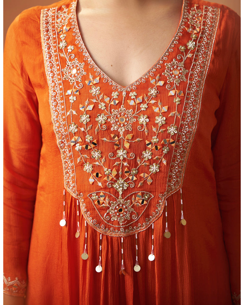 Citrus Shine Chinnon Handwork A Line Festive Suit