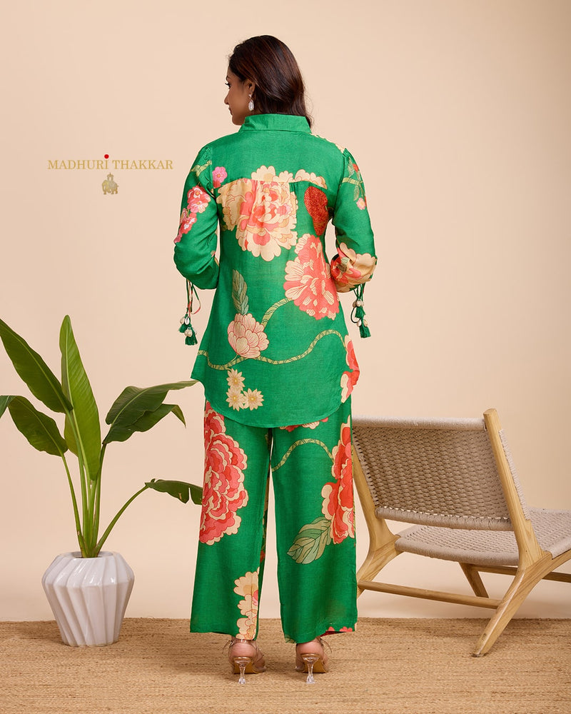 Green Floral Muslin Co-ord
