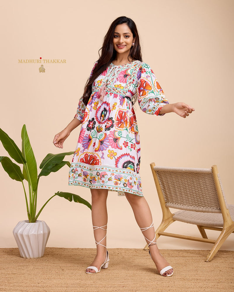 Multi Color Handwork Cotton Dress
