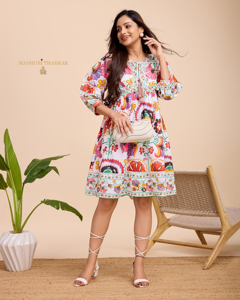 Multi Color Handwork Cotton Dress