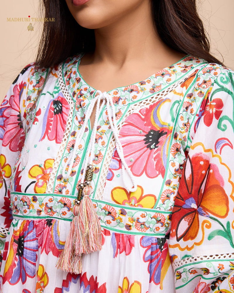Multi Color Handwork Cotton Dress