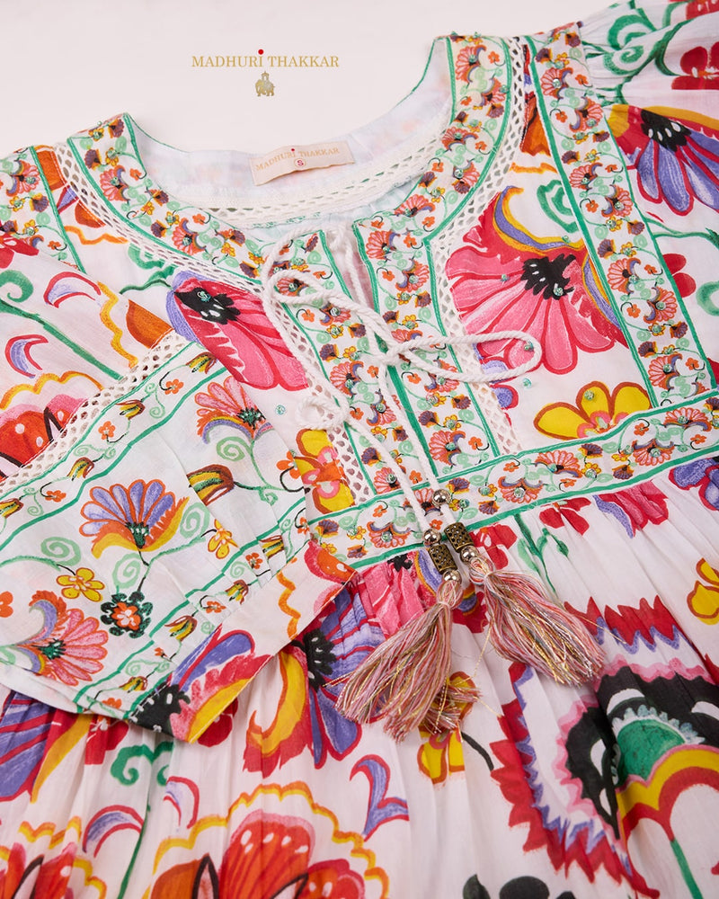 Multi Color Handwork Cotton Dress