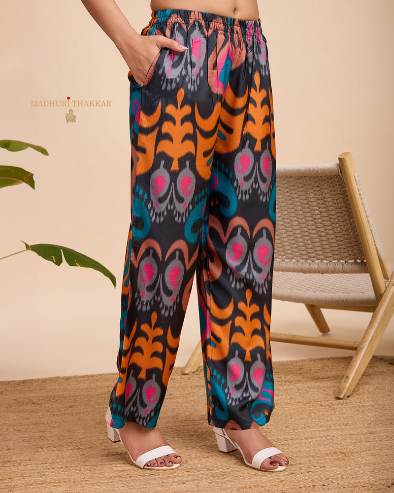 Black Multi Abstract Muslin Co-ord