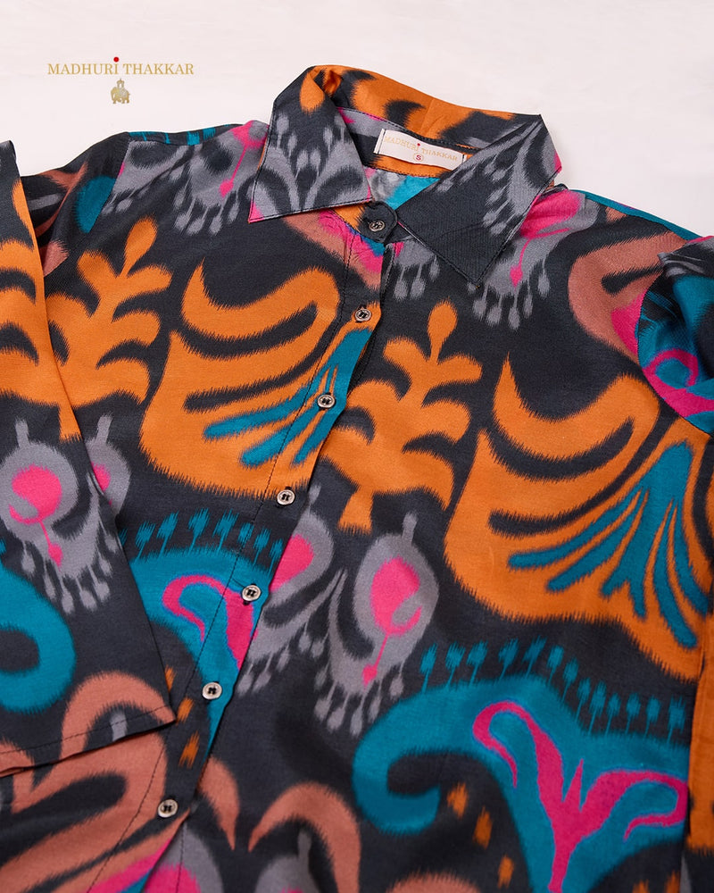 Black Multi Abstract Muslin Co-ord
