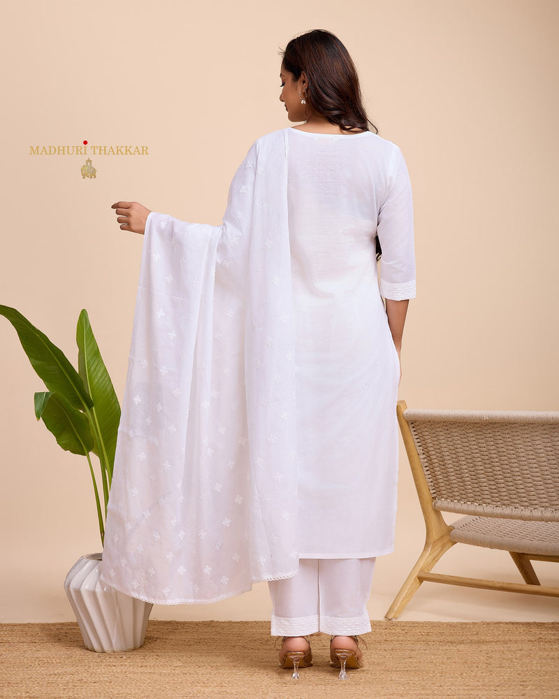 White Lucknowi Suit Set