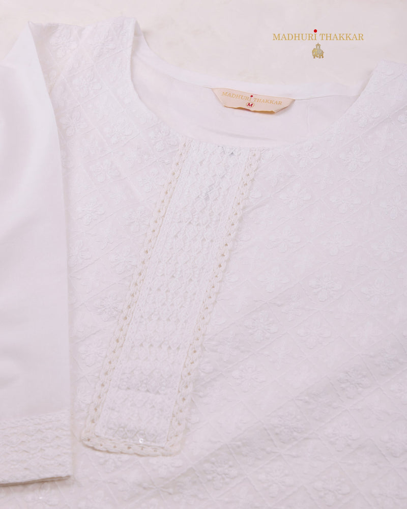 White Lucknowi Suit Set