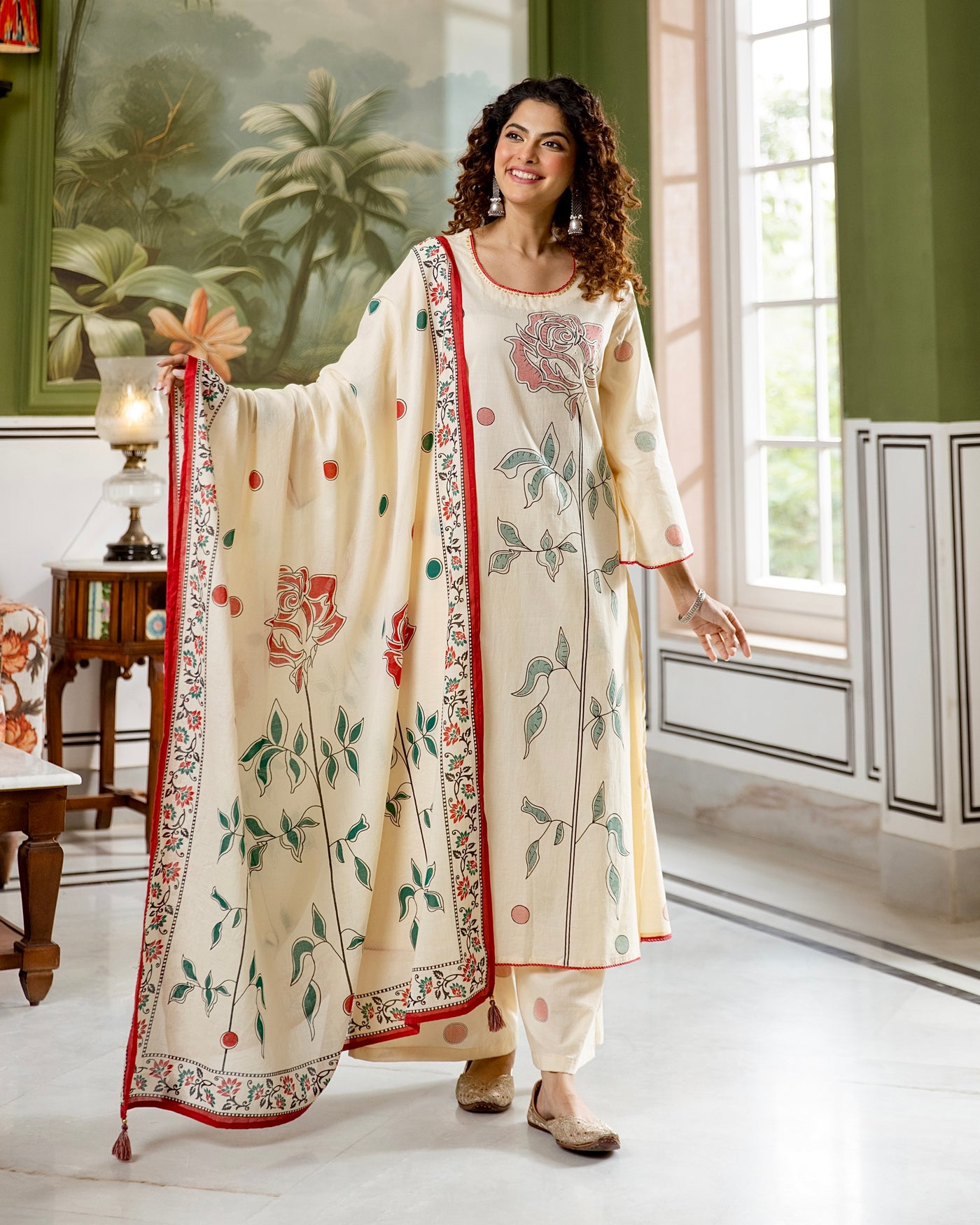 Ivory Gulbahar Premium Cotton A Line Suit