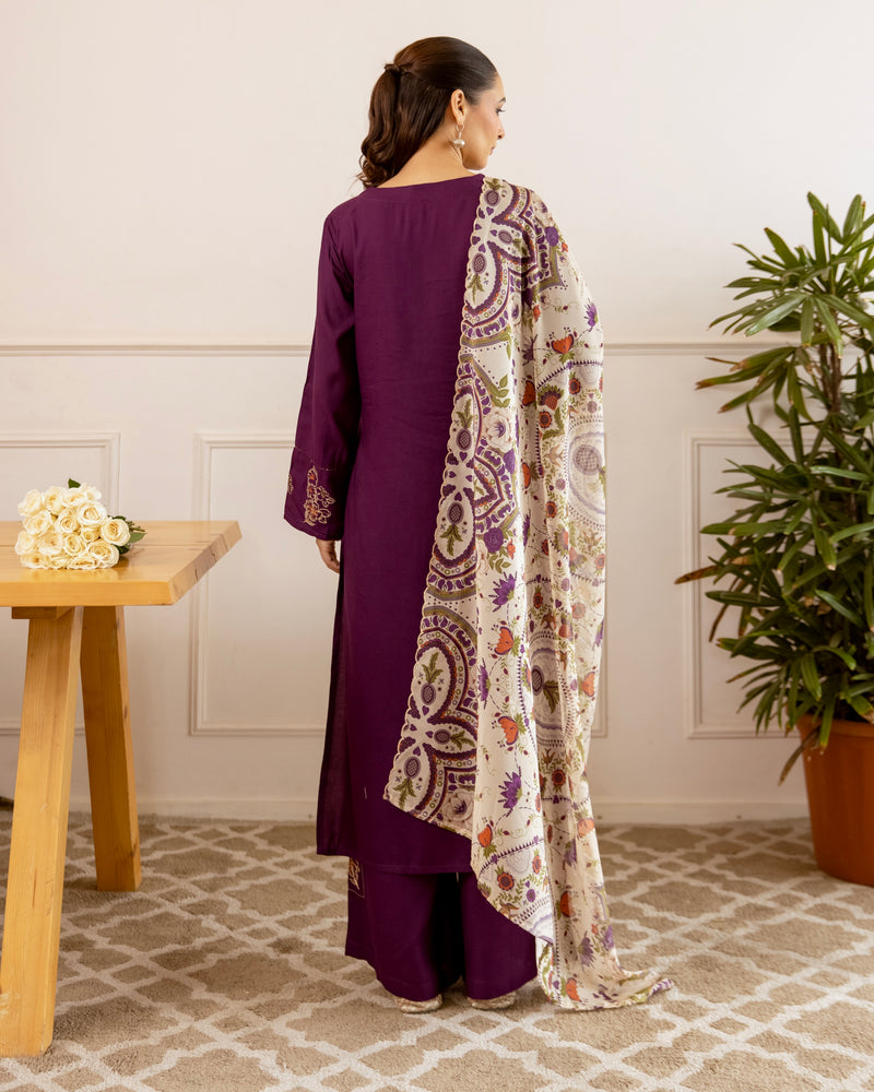 Mulberry Bloom Mist Threadwork Cotton Suit