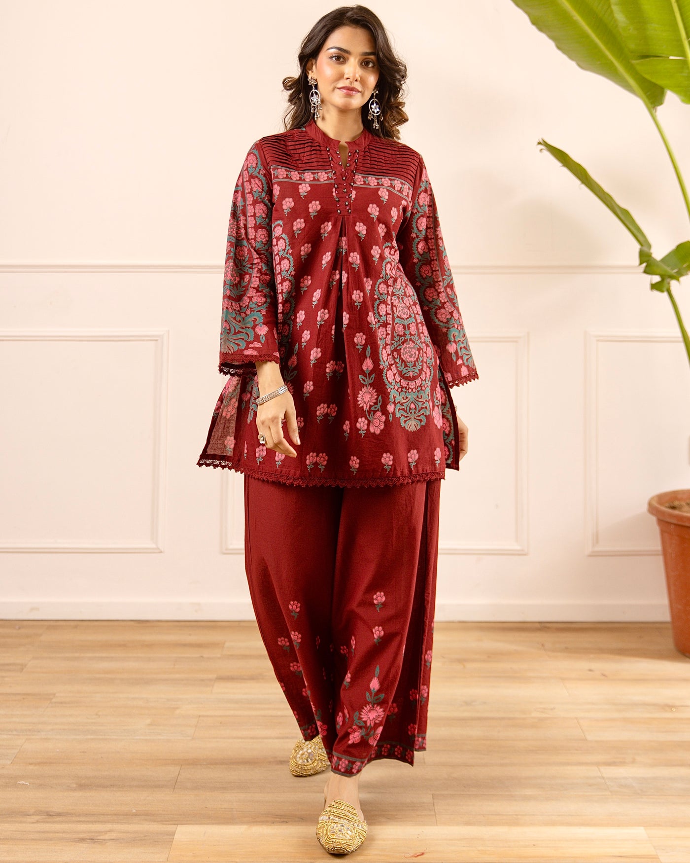 Crimson Gulbagh Premium Cotton Co-ord Set