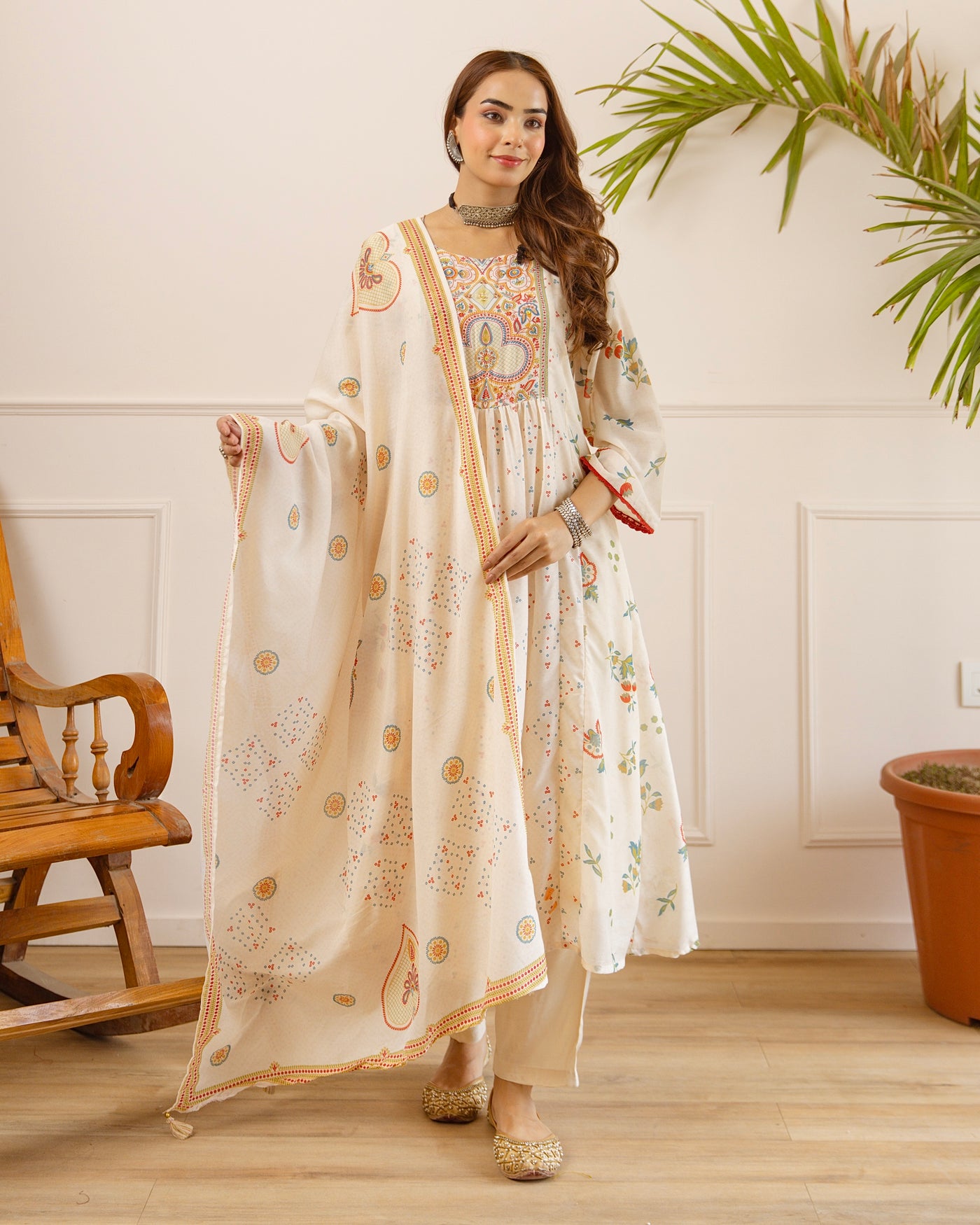 Ivory Blossom Muse Mul Cotton A Line Suit