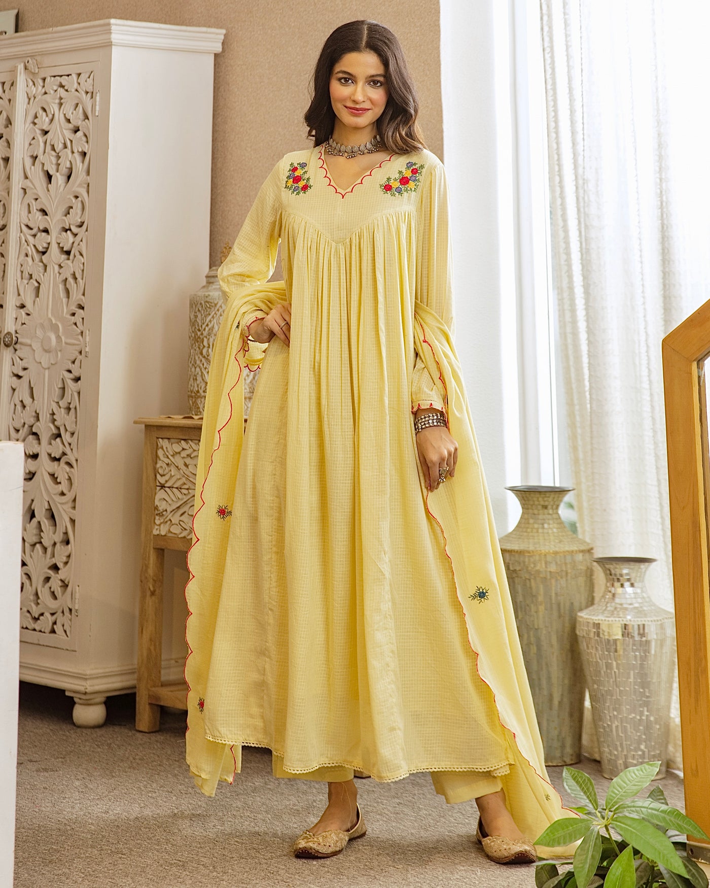 Buttercup Mul Cotton A Line Threadwork Suit