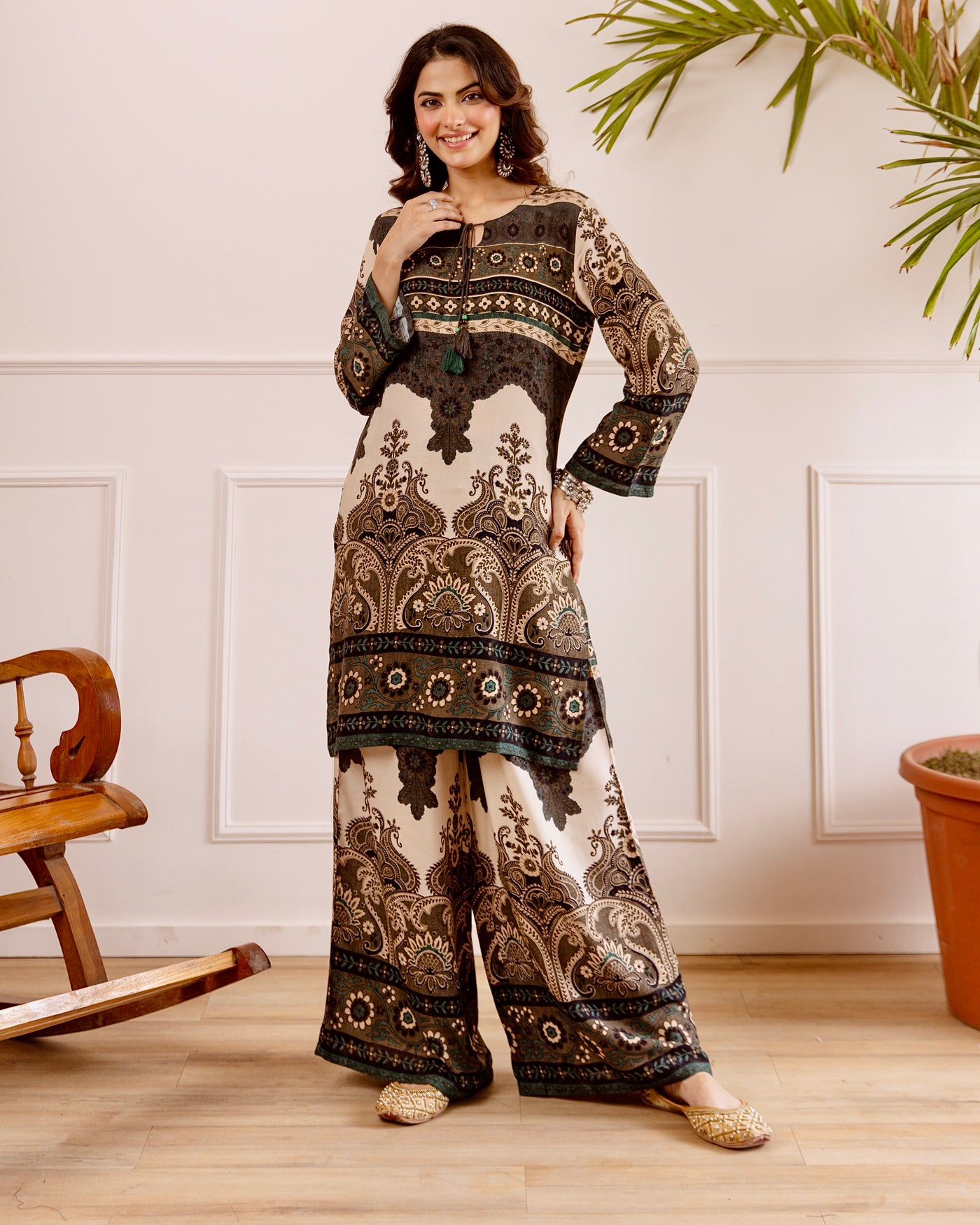 Charcoal Charm Boho Paisley Cotton Co-ord