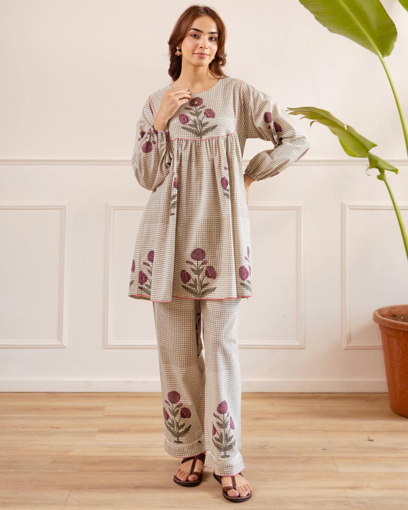 Rosewood Garden Checks A Line Cotton Co-ord