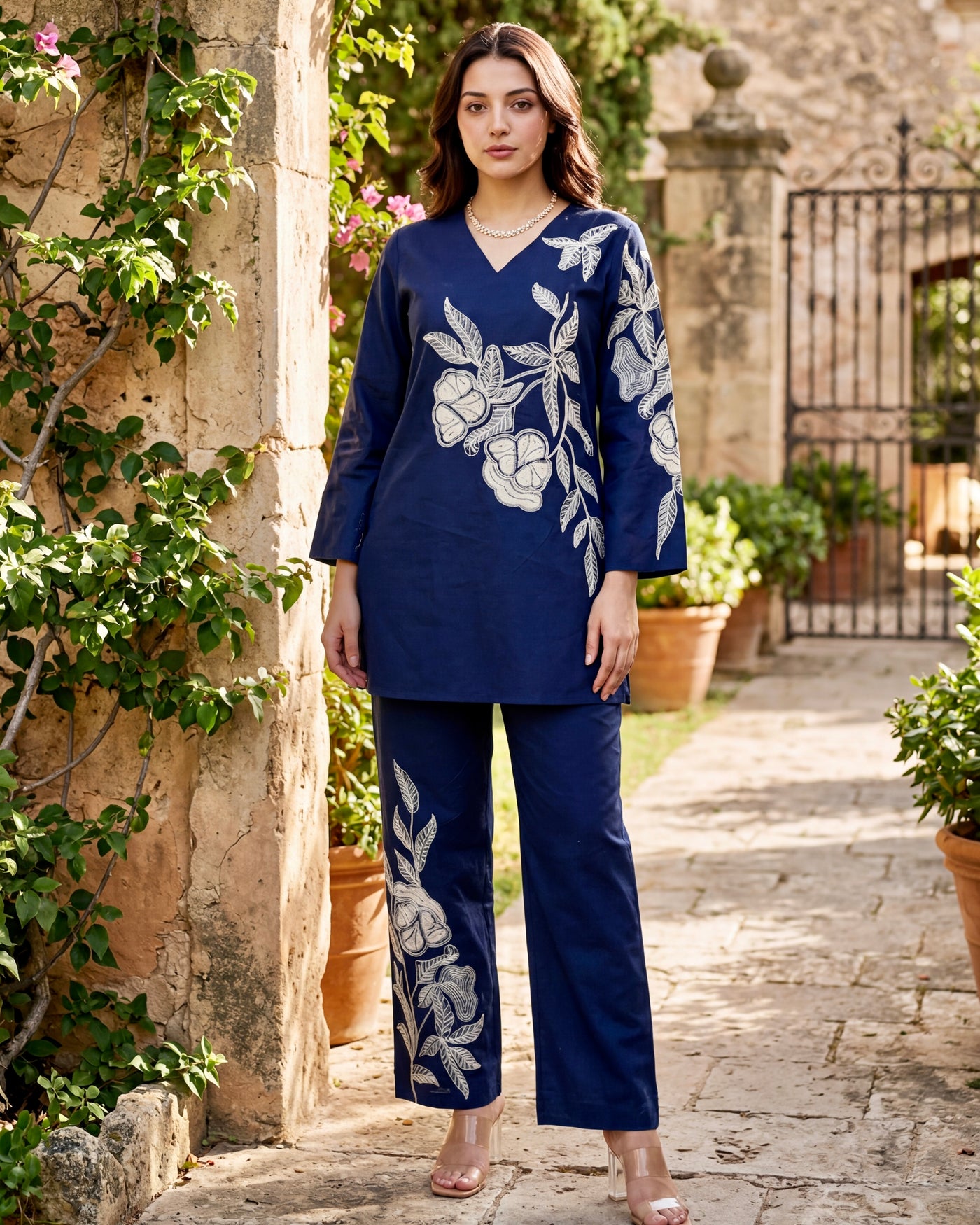 Blue Orchid Threadwork Cotton Co-ord