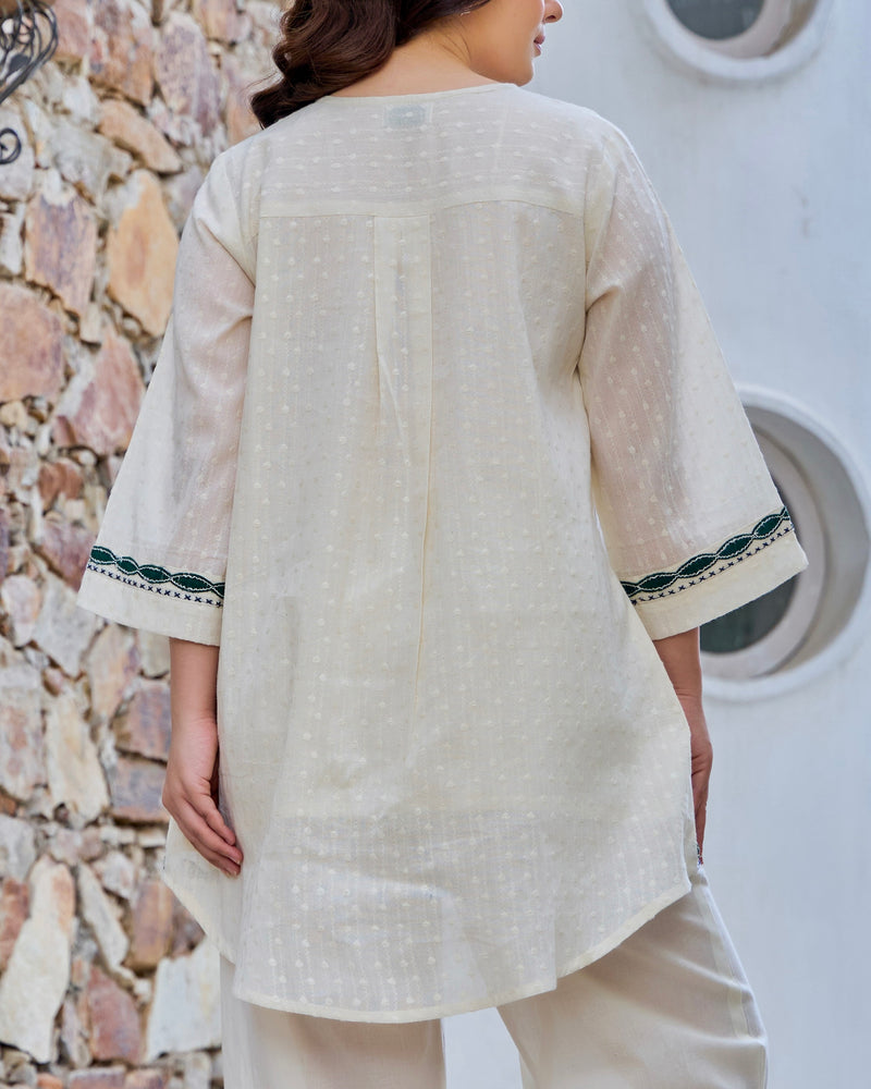 Vanilla Bloom Threaded Classic Cotton Co-ord