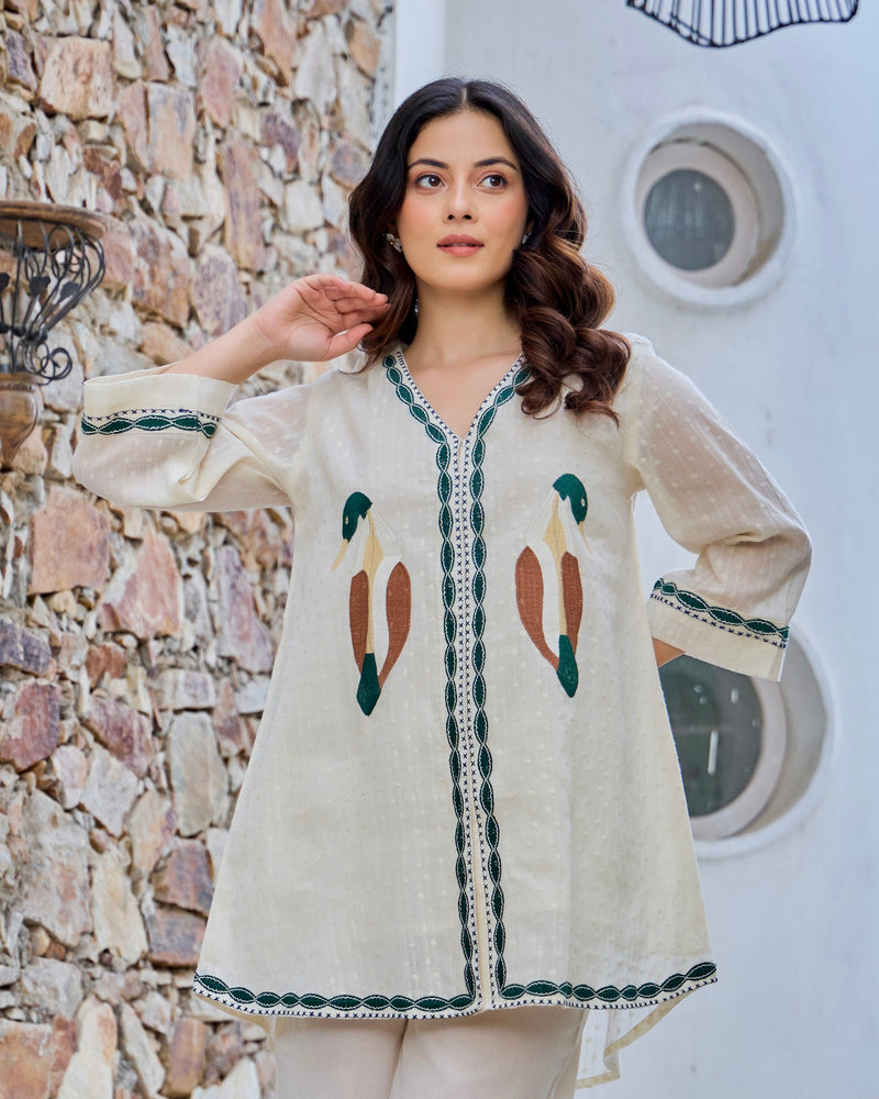 Vanilla Bloom Threaded Classic Cotton Co-ord