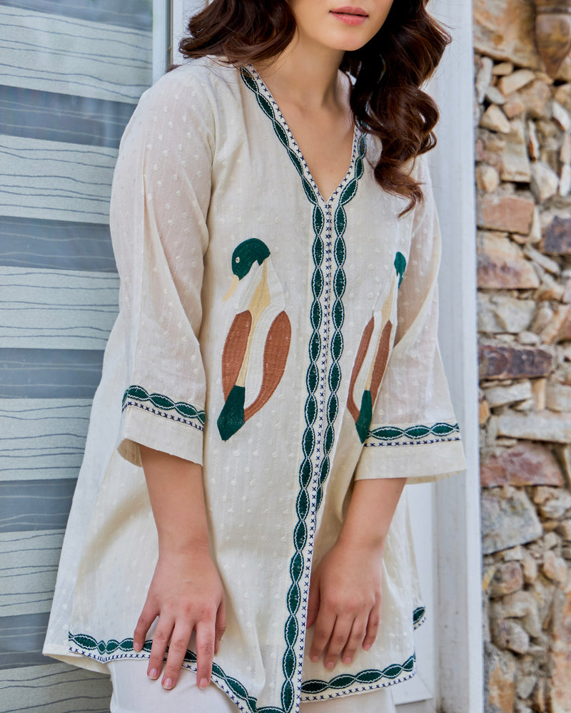Vanilla Bloom Threaded Classic Cotton Co-ord
