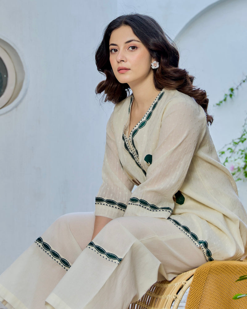 Vanilla Bloom Threaded Classic Cotton Co-ord