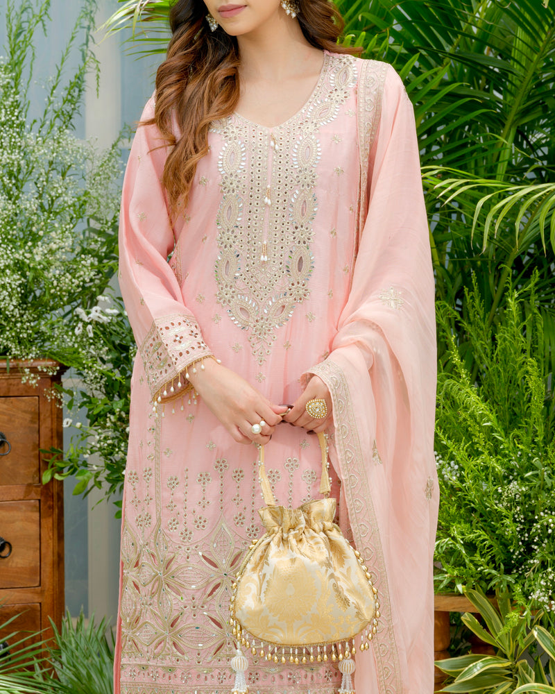 Sunehri Gulbahaar Pakistani Chinnon Schiffli Festive Suit