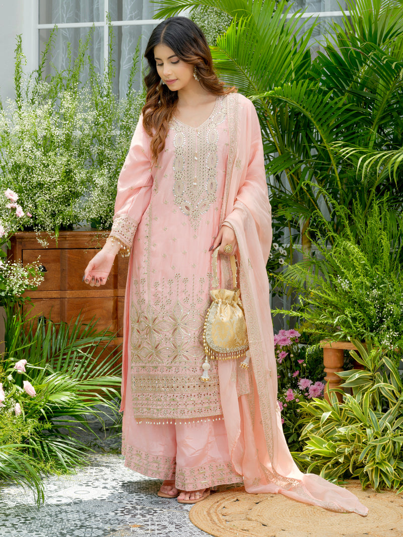 Sunehri Gulbahaar Pakistani Chinnon Schiffli Festive Suit