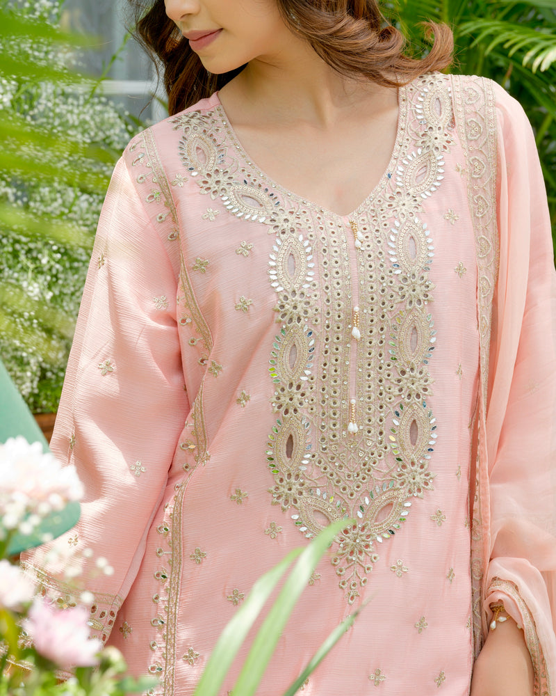 Sunehri Gulbahaar Pakistani Chinnon Schiffli Festive Suit
