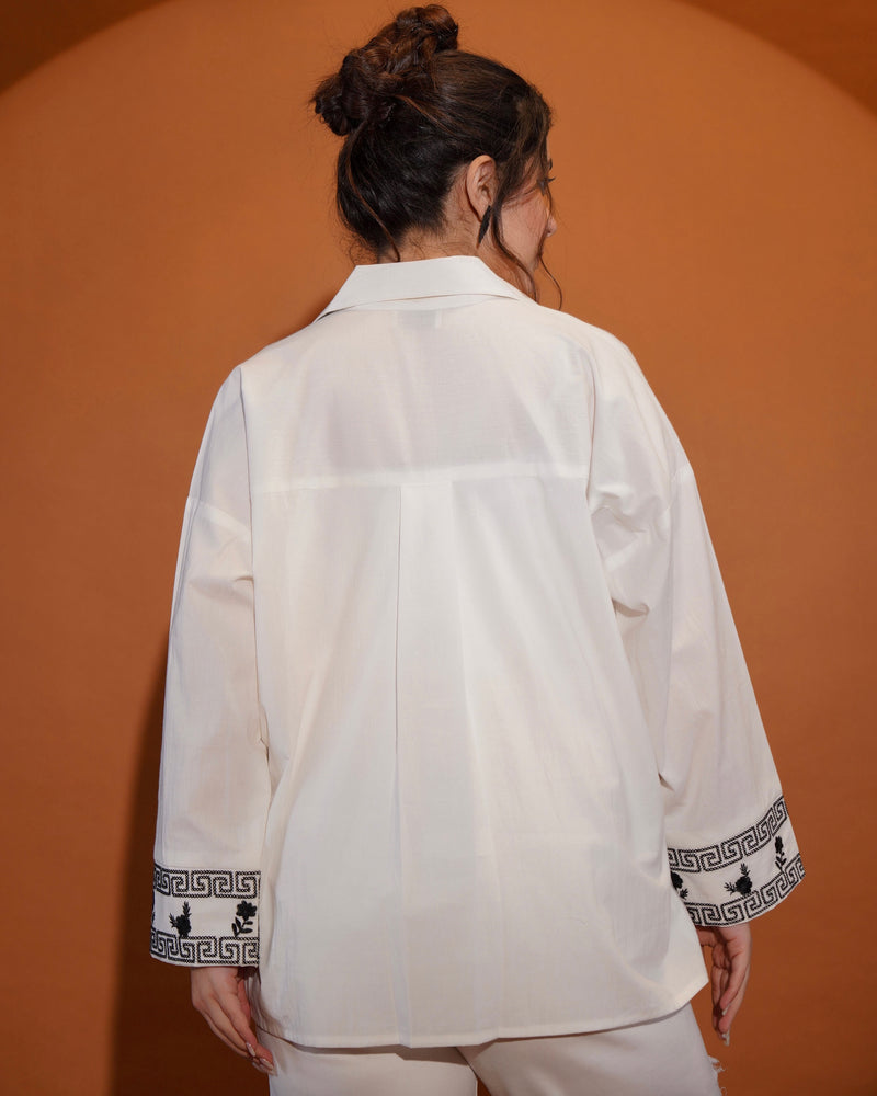 White Classic Charm Threadwork Shirt