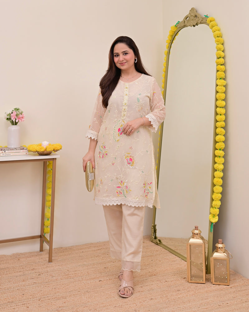 Pearl Petals Shimmer Crush Threadwork Festive Co-ord