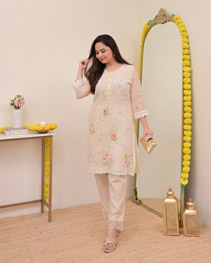 Pearl Petals Shimmer Crush Threadwork Festive Co-ord