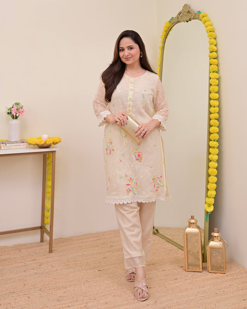Pearl Petals Shimmer Crush Threadwork Festive Co-ord