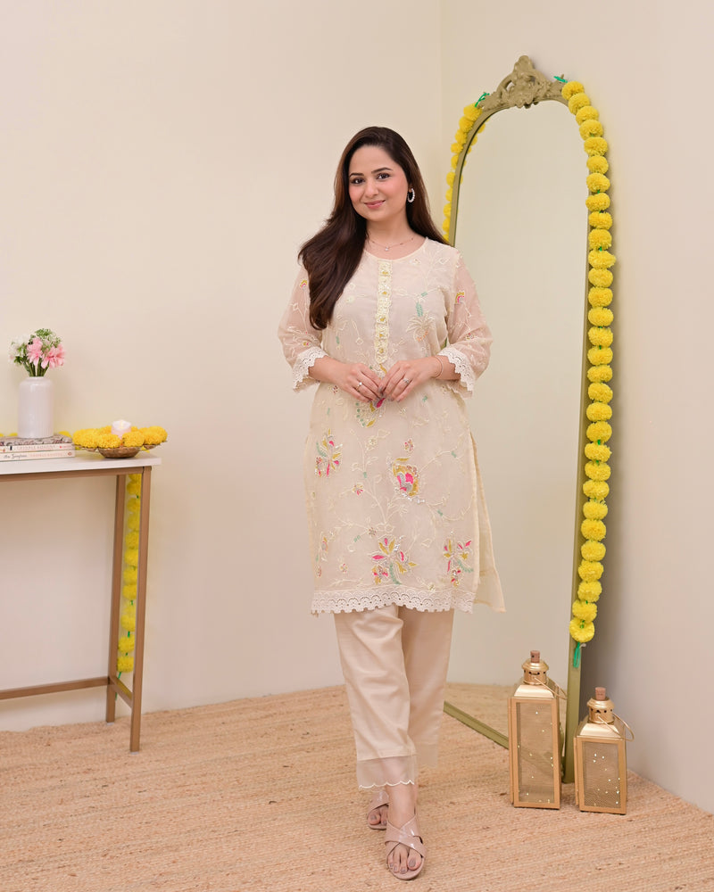 Pearl Petals Shimmer Crush Threadwork Festive Co-ord