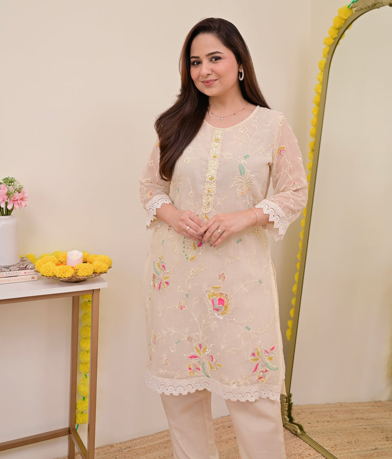 Pearl Petals Shimmer Crush Threadwork Festive Co-ord
