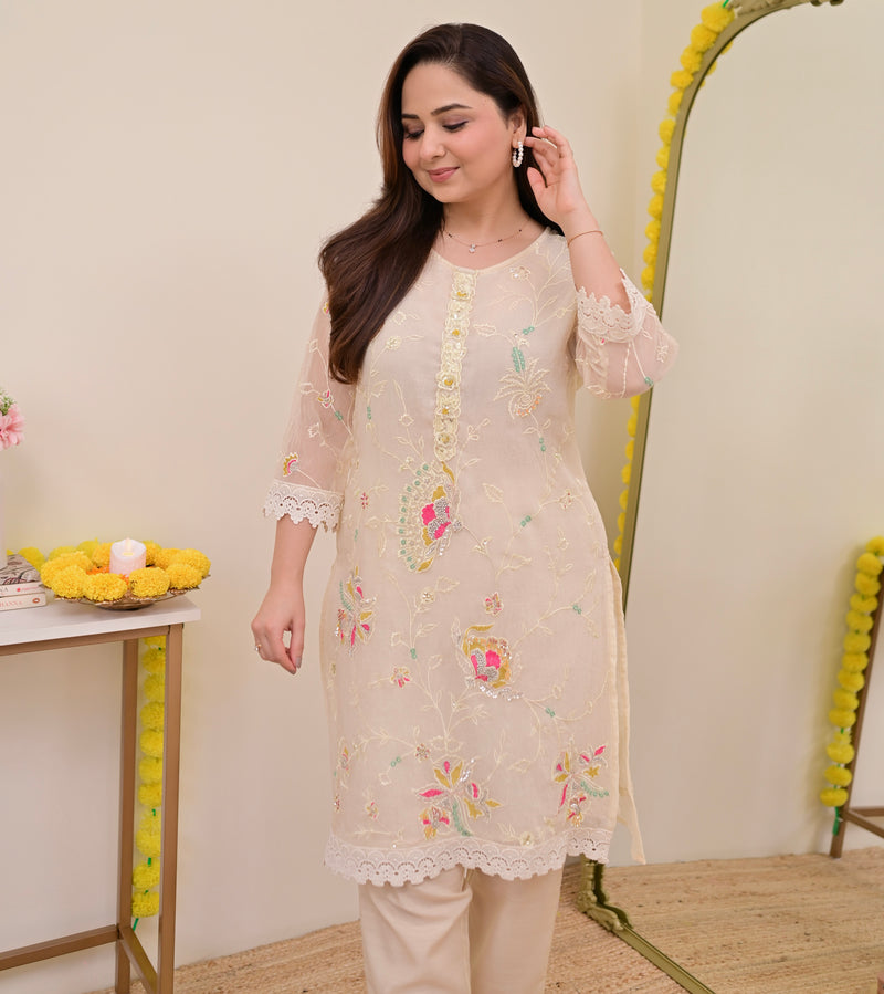 Pearl Petals Shimmer Crush Threadwork Festive Co-ord