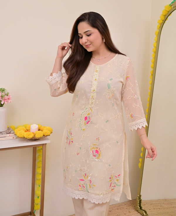 Pearl Petals Shimmer Crush Threadwork Festive Co-ord