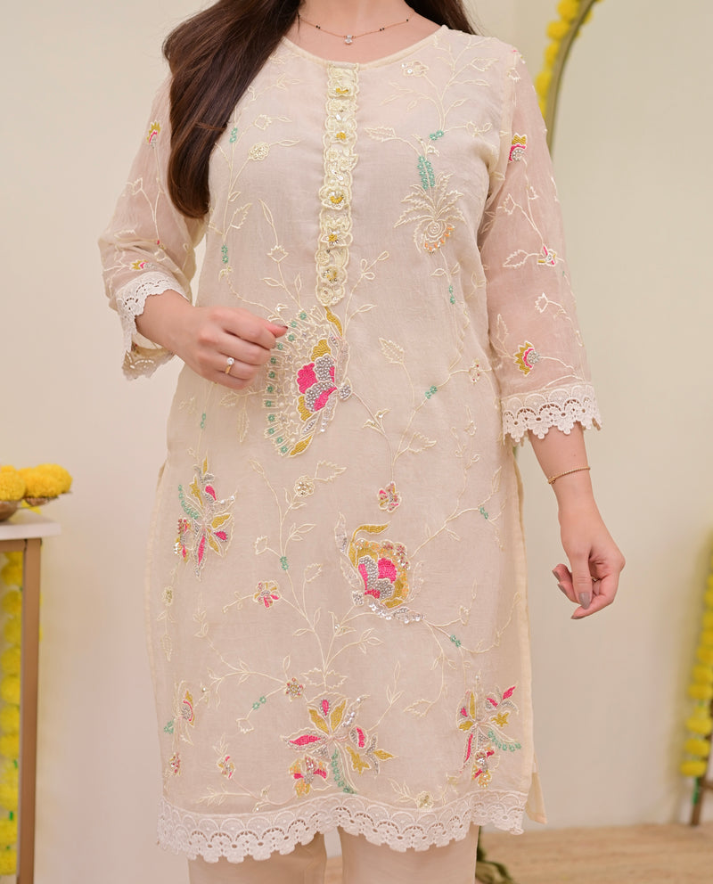 Pearl Petals Shimmer Crush Threadwork Festive Co-ord