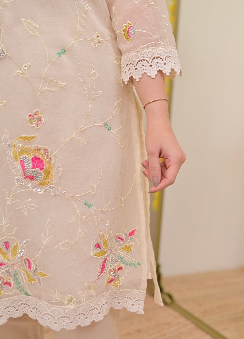 Pearl Petals Shimmer Crush Threadwork Festive Co-ord
