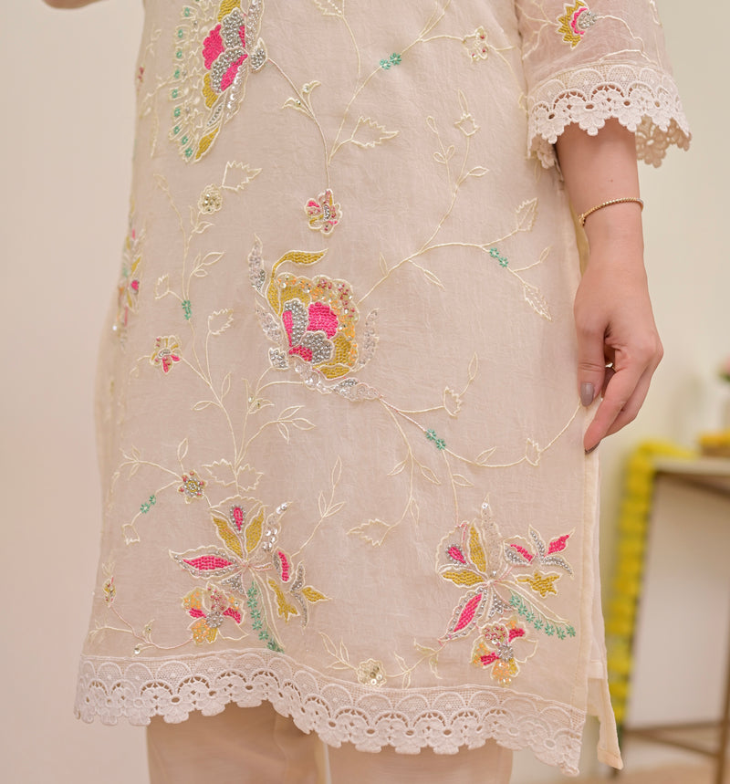 Pearl Petals Shimmer Crush Threadwork Festive Co-ord