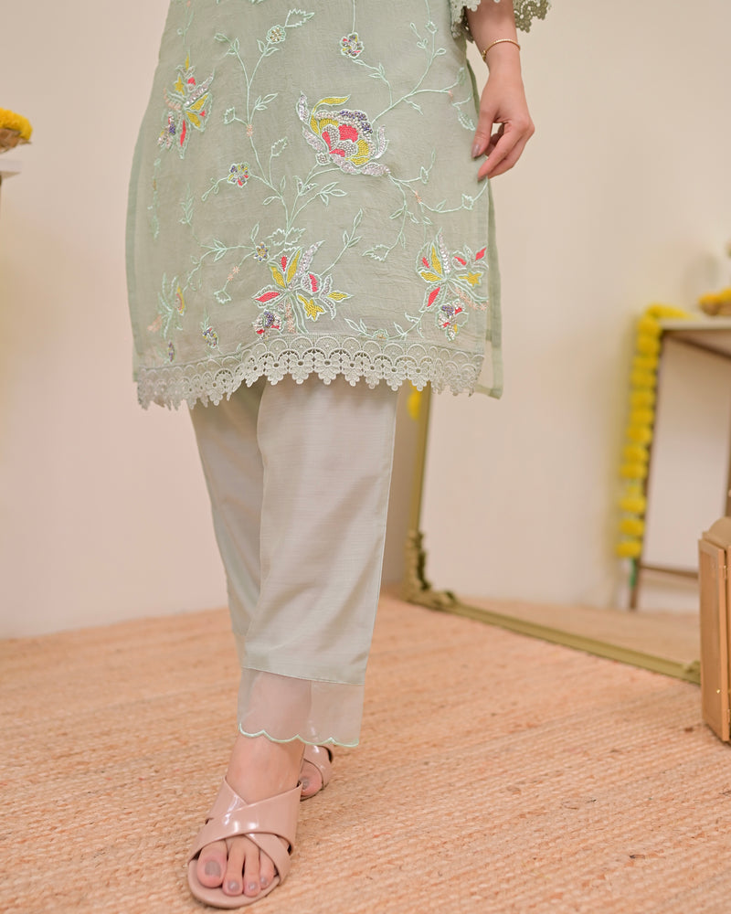 Mint Meher Shimmer Crush Threadwork Festive Co-ord