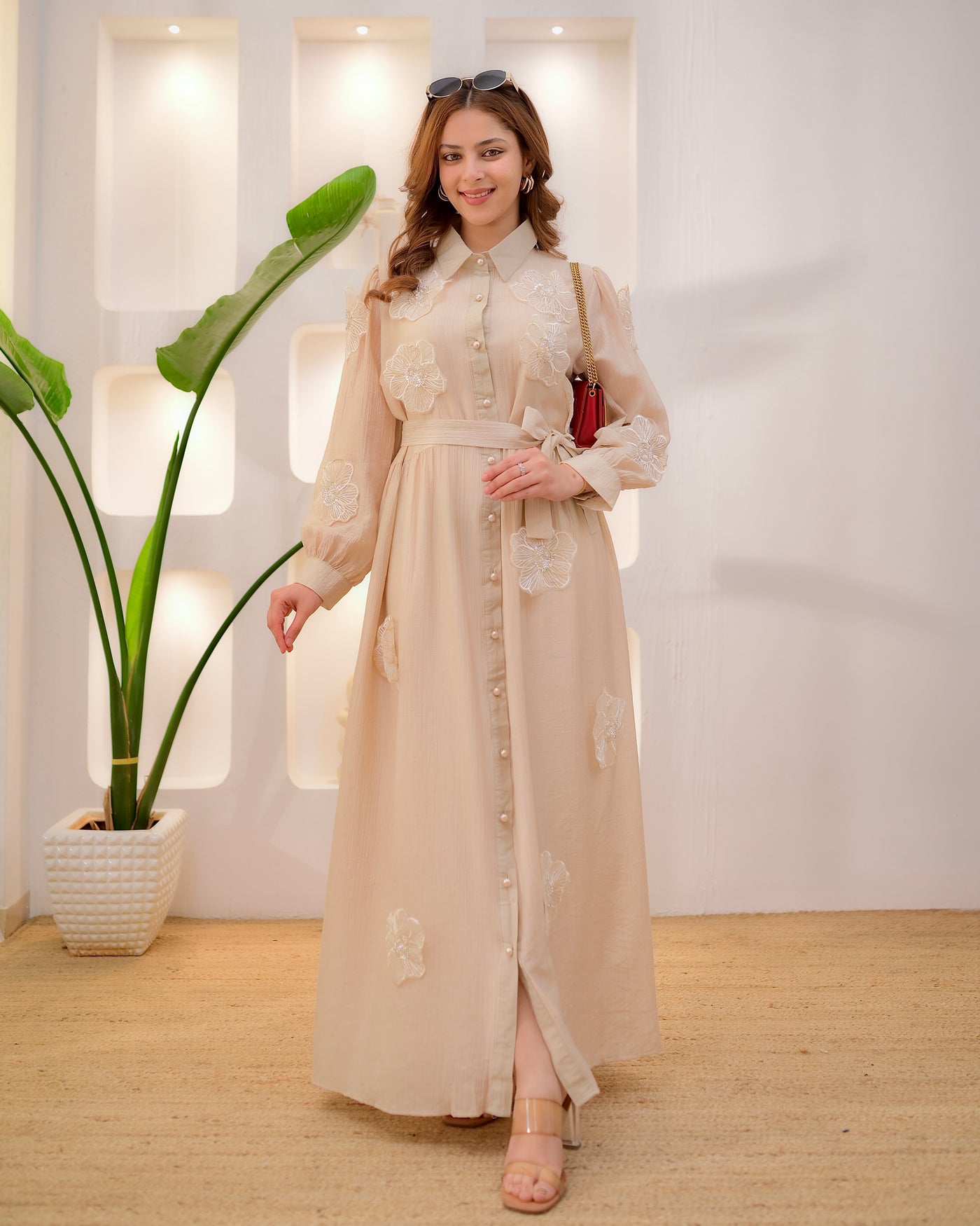 Dreamy Champagne Garden Applique A Line Dress