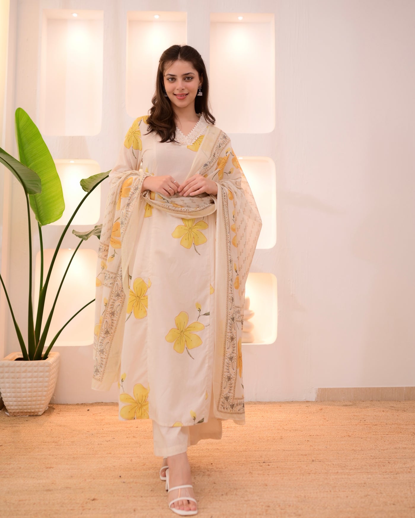 Marigold Mist Cotton A Line Suit