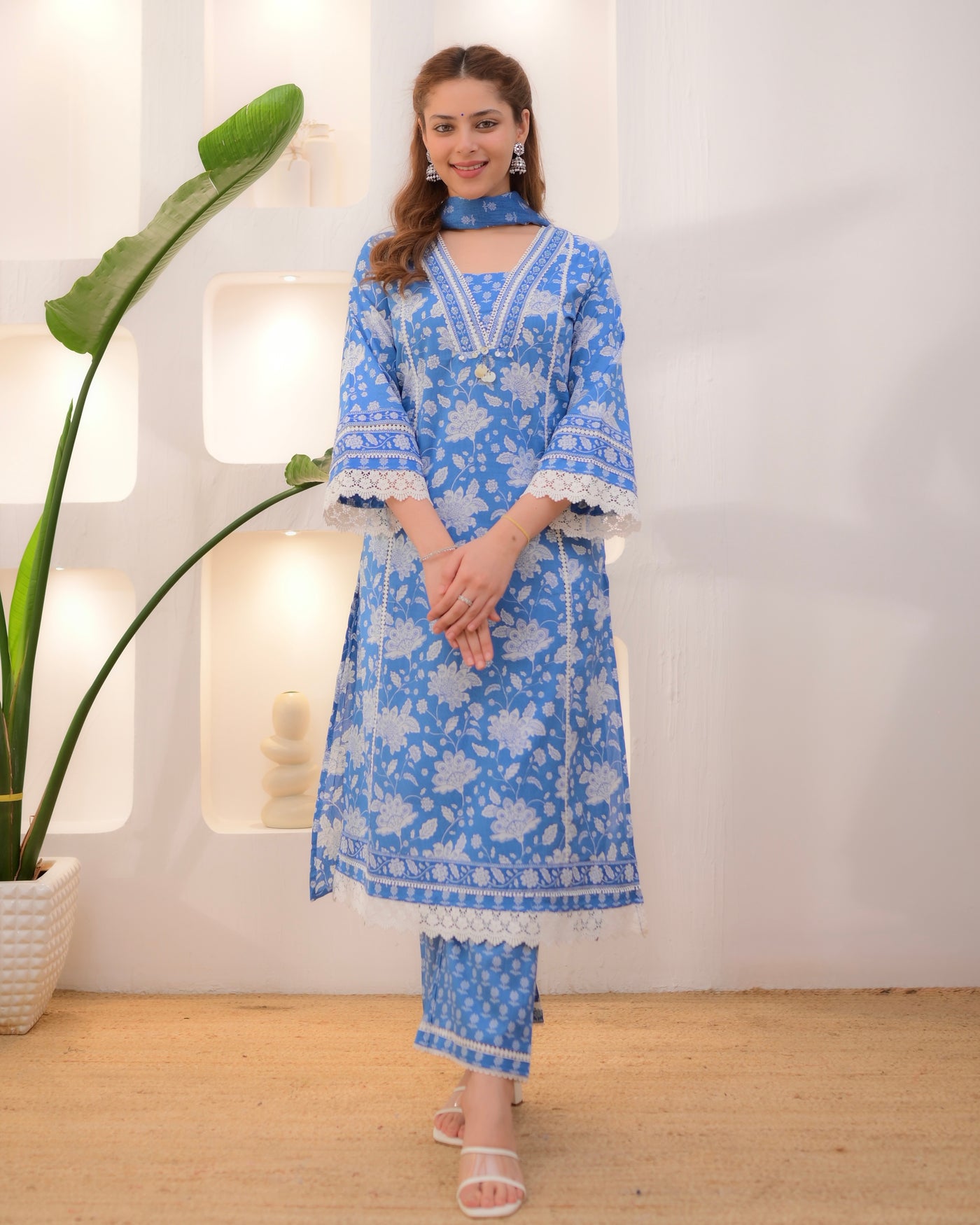 Sky Blue Noor Pakistani Cotton Suit