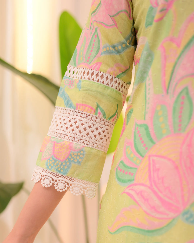 Lime Blossom Schiffli Lace Cotton Suit