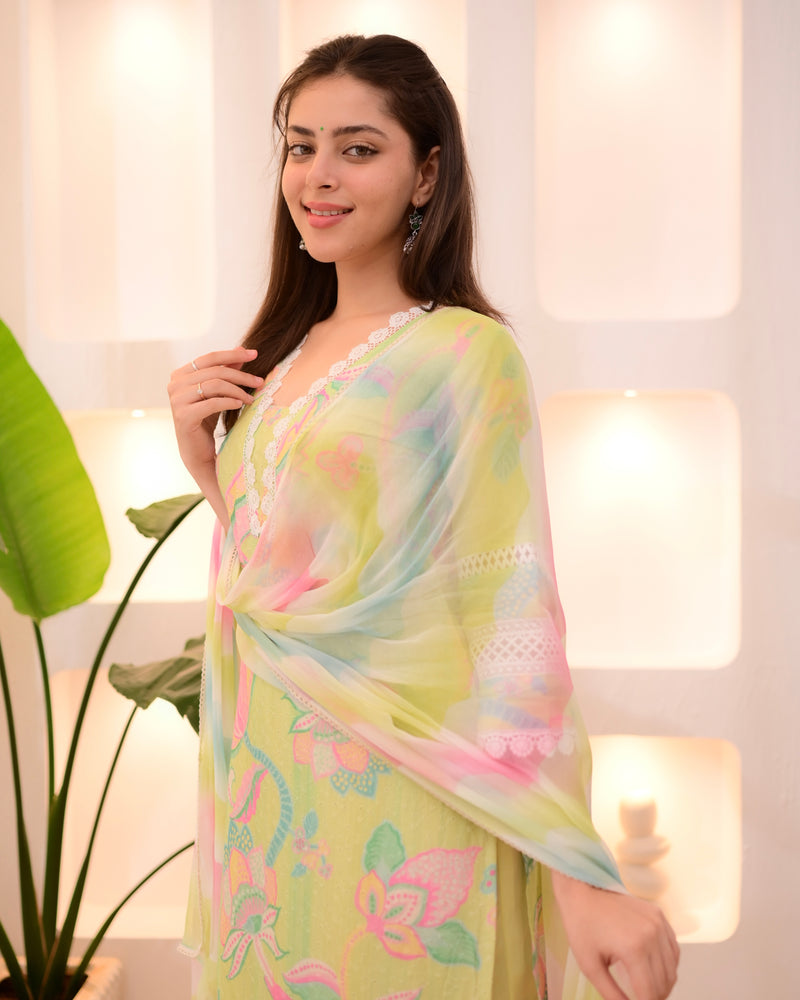 Lime Blossom Schiffli Lace Cotton Suit