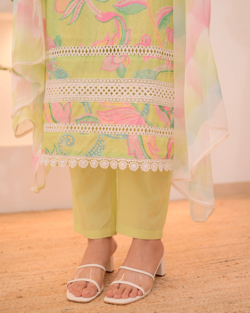 Lime Blossom Schiffli Lace Cotton Suit