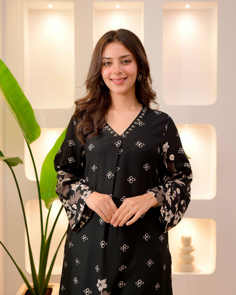 Black Clover Cotton A Line Kurta Palazzo Set