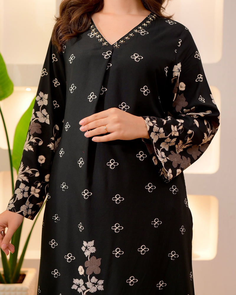 Black Clover Cotton A Line Kurta Palazzo Set