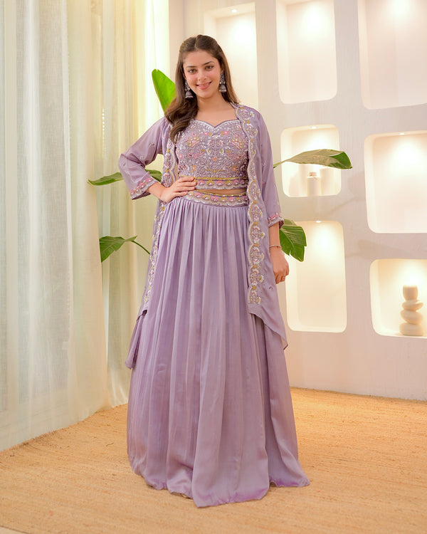 Lilac Festive Handwork Sharara Set