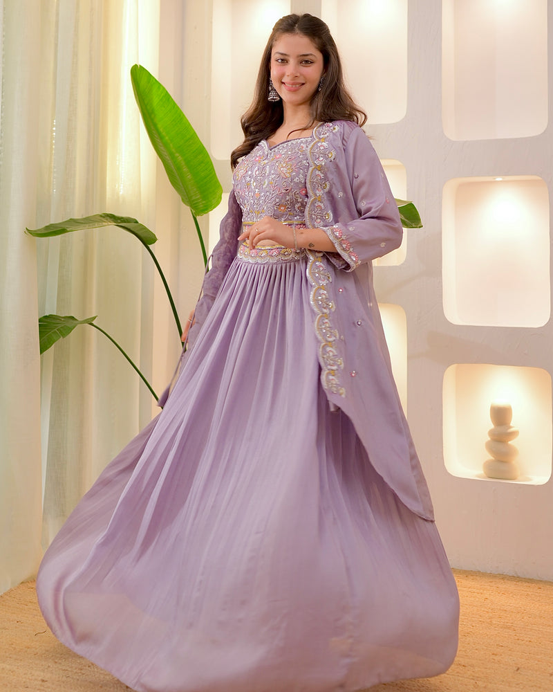 Lilac Festive Handwork Sharara Set