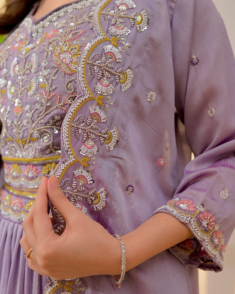Lilac Festive Handwork Sharara Set
