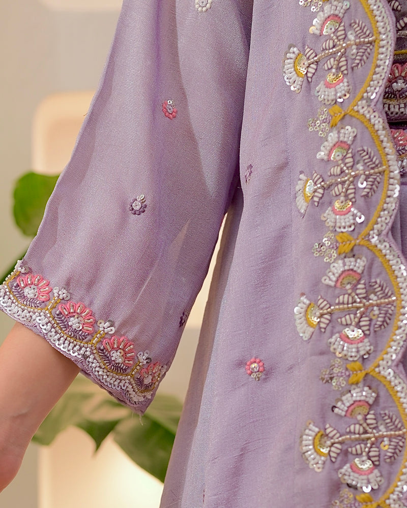 Lilac Festive Handwork Sharara Set